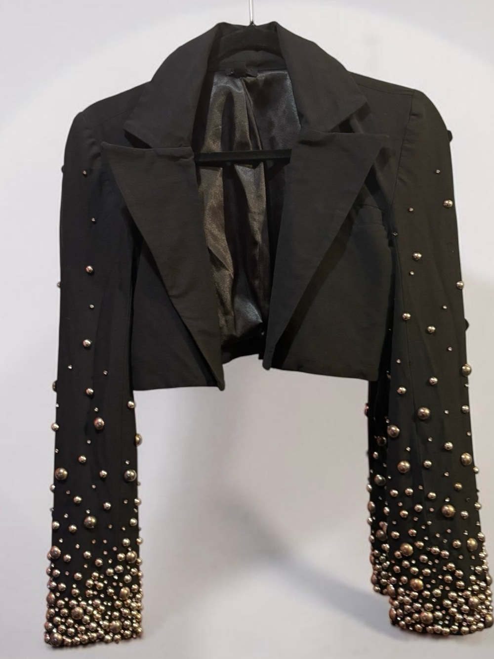 NBDx Revolve Rhea black cropped blazer rhinestone studded embellished sleevesxxs